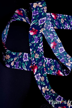 Nastro con motivo floreale - larghezza 40 mm - blu  